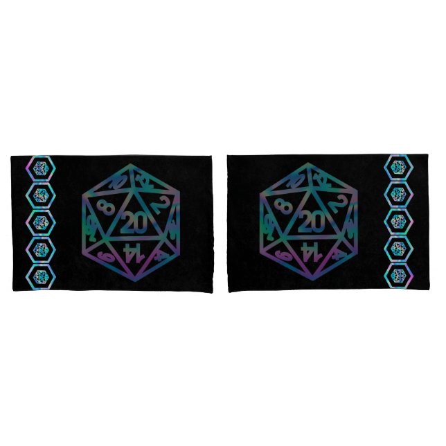 RPG Dice | Holo Fantasy Retro Tabletop PnP Gamer Kissenbezug (Vorderseite-Set)