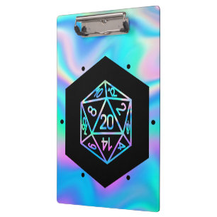 RPG Dice Holo Fantasy Retro Tabletop PnP Gamer Klemmbrett