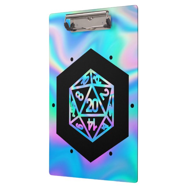 RPG Dice | Holo Fantasy Retro Tabletop PnP Gamer Klemmbrett (Links)