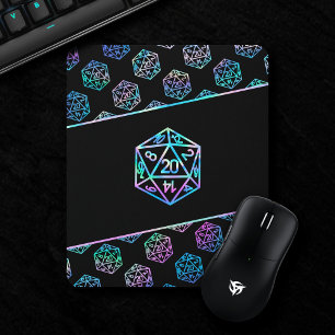 RPG Dice Holo Fantasy Retro Tabletop PnP Gamer Mousepad