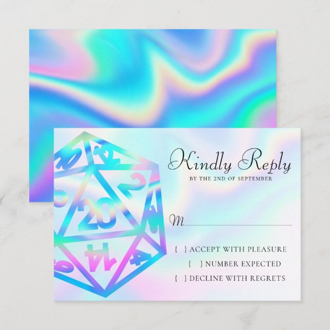 RPG Dice | Holo Fantasy Retro Tabletop PnP Gamer RSVP Karte (Vorne/Hinten)