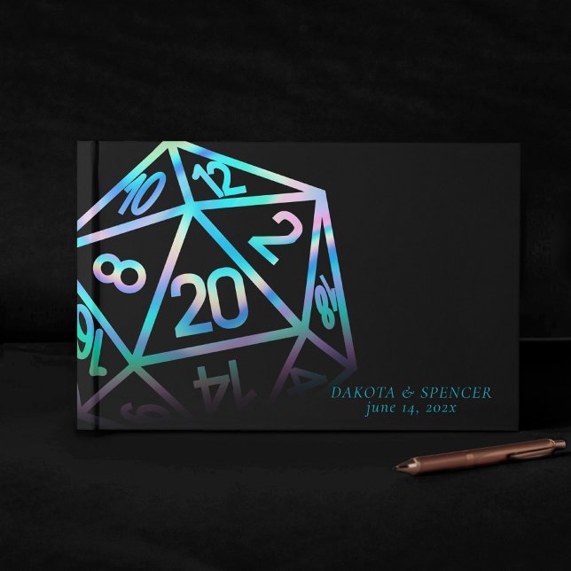 RPG Dice | Holo Fantasy Tabletop PnP Gamer Custom Gästebuch (Von Creator hochgeladen)