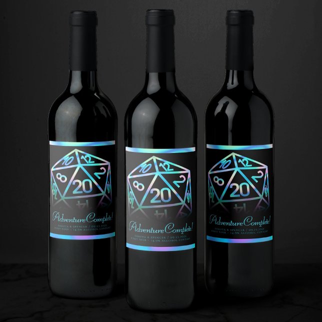 RPG Dice | Holo Fantasy Tabletop PnP Gamer Custom Weinetikett (Von Creator hochgeladen)