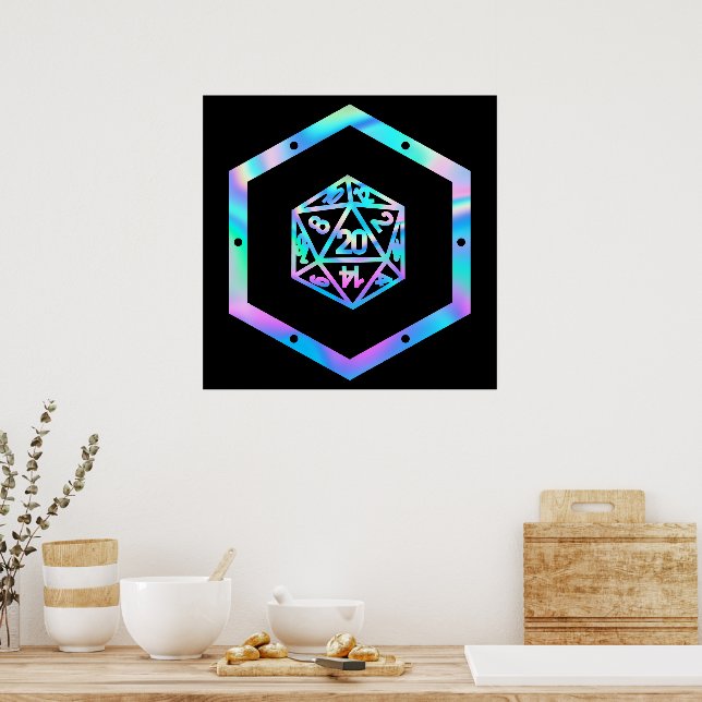 RPG Dice | Holo Old School Tabletop PnP Roleplayer Poster (Küche)