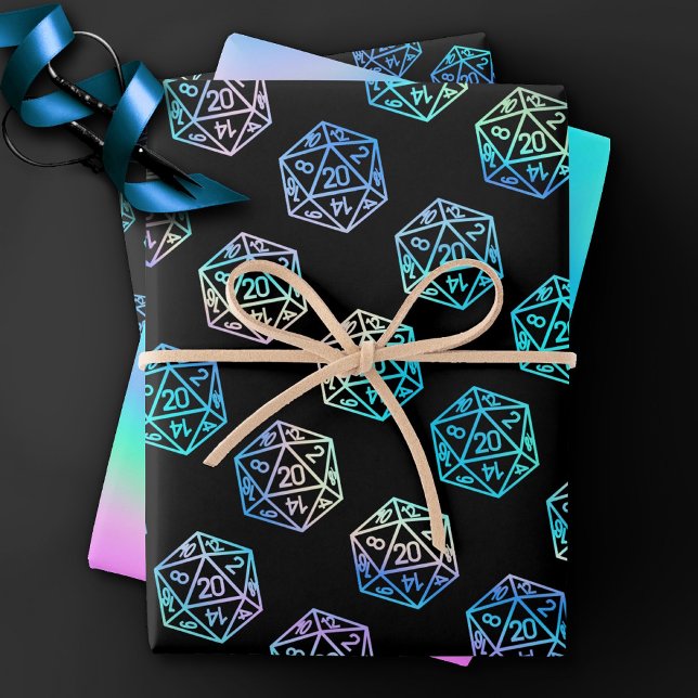 RPG Dice | Holo Old School Tabletop Role Player Geschenkpapier Set (Von Creator hochgeladen)