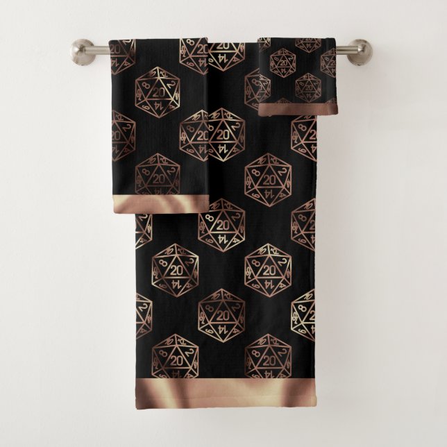 RPG Dice | Kupfer Fantasy Retro Tabletop PnP Gamer Badhandtuch Set (Insitu)