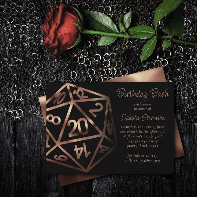 RPG Dice | Kupfer Fantasy Retro Tabletop PnP Gamer Einladung (Von Creator hochgeladen)