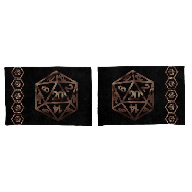 RPG Dice | Kupfer Fantasy Retro Tabletop PnP Gamer Kissenbezug (Vorderseite-Set)