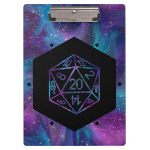 RPG Dice Nebula Fantasy Retro Tabletop PnP Gamer Klemmbrett