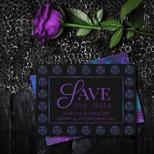 RPG Dice Nebula Fantasy Retro Tabletop PnP Gamer Save The Date