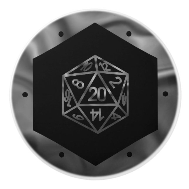 RPG Dice | Retro Old School Tabletop Roleplayer Keramikknauf (Vorderseite)