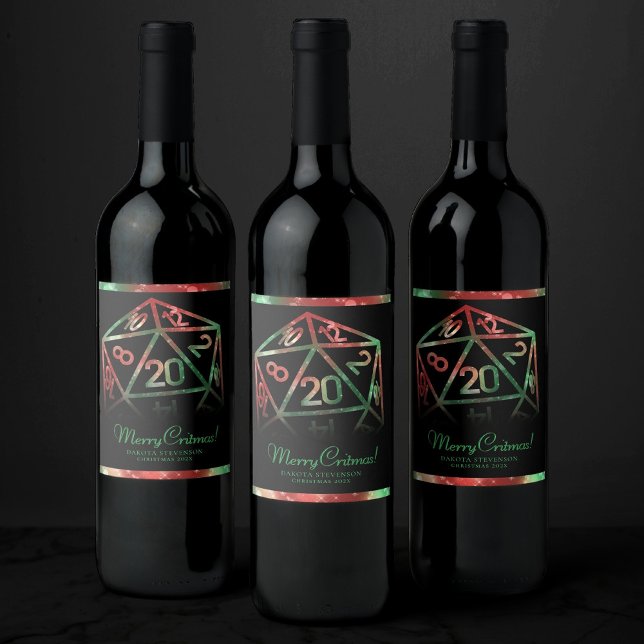 RPG Dice | XMAS Fantasy Tabletop Gamer Custom Weinetikett (Von Creator hochgeladen)