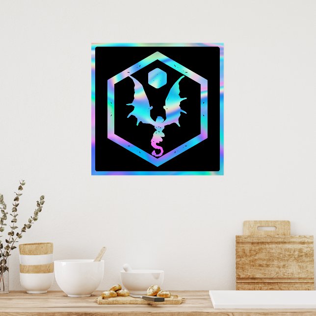 RPG Dragon | Holo Fantasy Tabletop PnP Gamer Dice Poster (Küche)