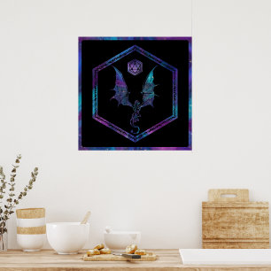 RPG Dragon Nebula Fantasy Tabletop Gamer Dice Poster