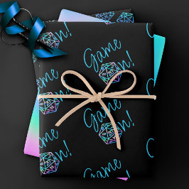 RPG-Game | Holo Retro PnP Tabletop Gamer Dice Geschenkpapier Set