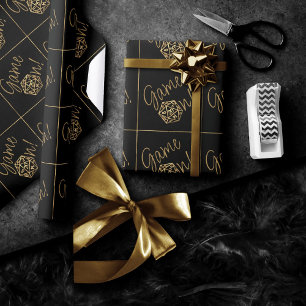 RPG Game On   Gold Fantasy Tabletop Retro Gamer Geschenkpapier