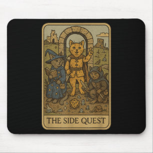 Rpg Gamer Cats Funny Side Quest Tarot Card Nerdy Mousepad