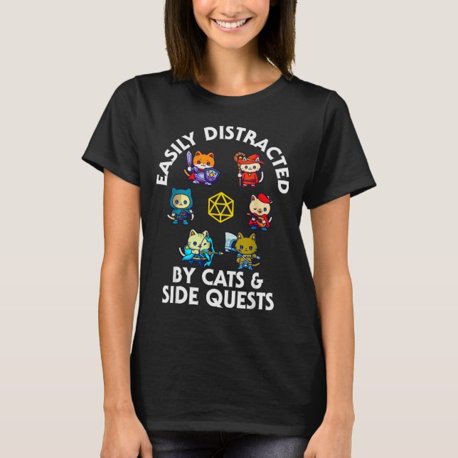 Rpg Gamer Cats Side Quest Funny Nerd Adhd Cat Men  T-Shirt (Vorderseite)