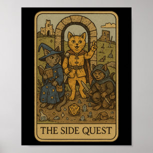 Rpg-Gamer-Katzen Lustige Nebenquest Tarotkarte Ner Poster