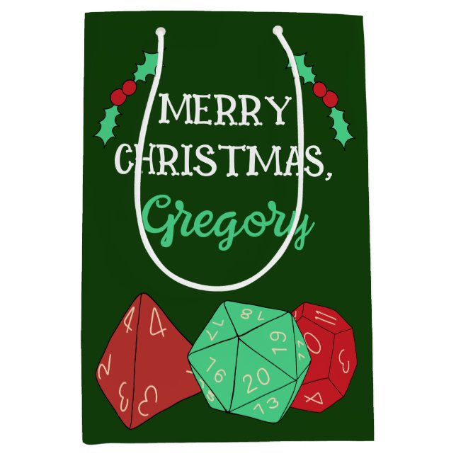 RPG Gaming Dice, Board, Fantasy Games Weihnachten Mittlere Geschenktüte (Vorderseite)