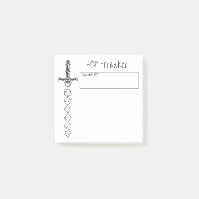 RPG Hit Point Tracker | PnP Tabletop Gamer Dice Post-it Klebezettel (Vorderseite)