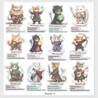 RPG Katzen lustige und niedliche Aufkleber für Gam