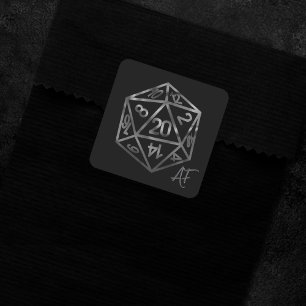 RPG Krit AF   Fantasy Tabletop Retro Gamer Würfel Quadratischer Aufkleber