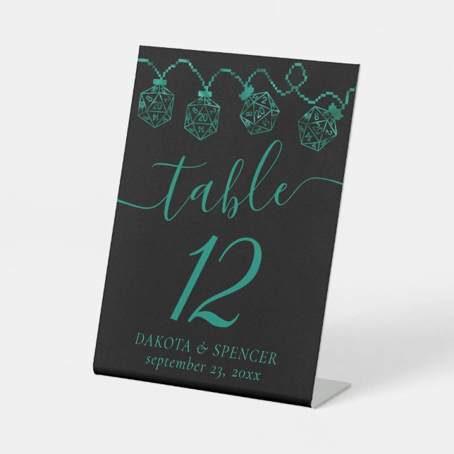 RPG-Leuchten | Emerald Fantasy Tabletop Gamer Dice Sockelschild (Vorderseite)