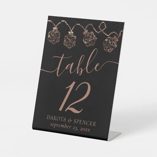 RPG-Leuchten | Kupfer Fantasy Tabletop Gamer Dice Sockelschild (Vorderseite)