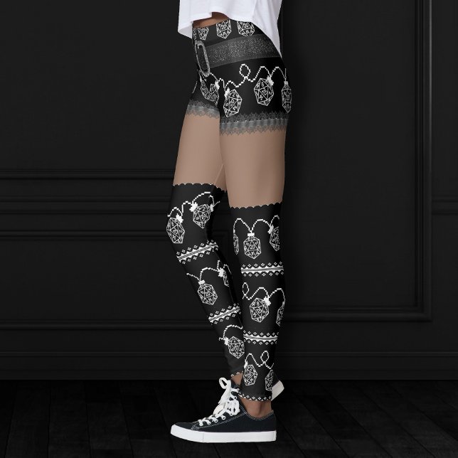 RPG Lights Classic | Retro Ugly Sweater Dark Skin Leggings (Von Creator hochgeladen)