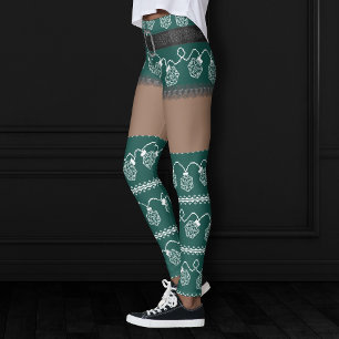 RPG Lights Grün   Retro Ugly Sweater Dark Skin Leggings