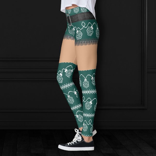 RPG Lights Grün | Retro Ugly Sweater Medium Skater Leggings (Von Creator hochgeladen)