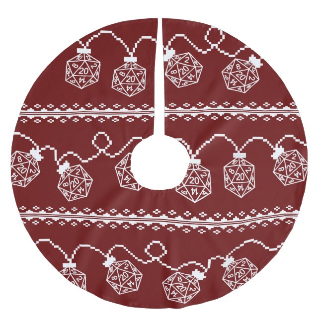 RPG Lights Red | Fantasy Tabletop Retro Gamer Dice Polyester Weihnachtsbaumdecke (Vorderseite)