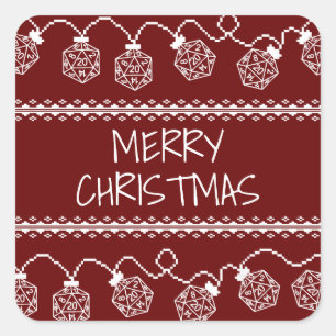 RPG Lights Red Fantasy Tabletop Retro Gamer Dice Quadratischer Aufkleber