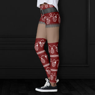 RPG Lights Red Retro Ugly Sweater Dark Skin Leggings