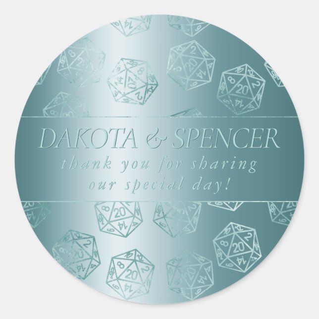 RPG Luxe | Aqua Fantasy Tabletop Gamer Custom Runder Aufkleber (Vorderseite)