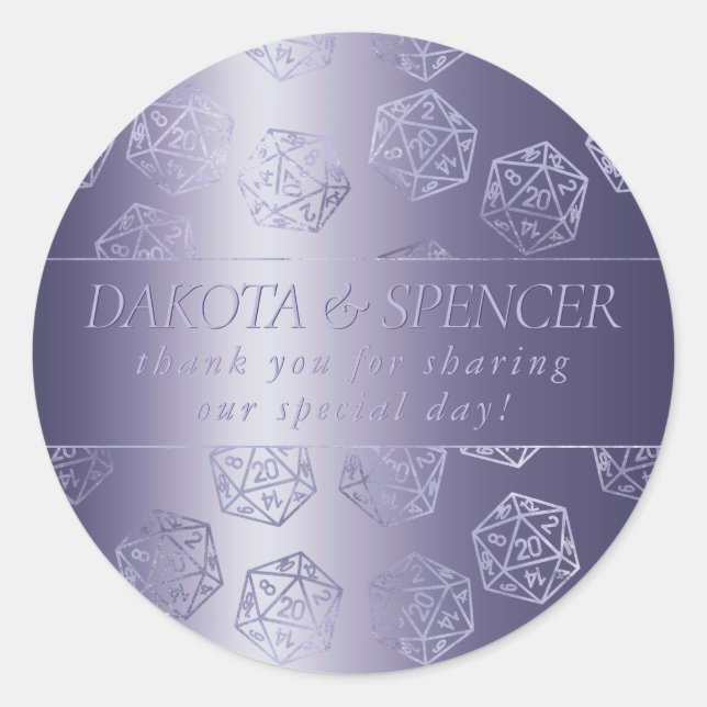 RPG Luxe | Lila Fantasy Tabletop Gamer Custom Runder Aufkleber (Vorderseite)