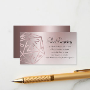 RPG Luxe   Mauve Fantasy Tabletop Gamer Registry Begleitkarte