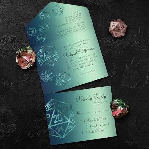 RPG Luxe   Teal Sheen Fantasy-Tischspieler-Würfel All In One Einladung