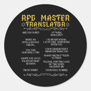 Rpg Master Übersetzer D20 Tabletop Spiele Lustiges Runder Aufkleber