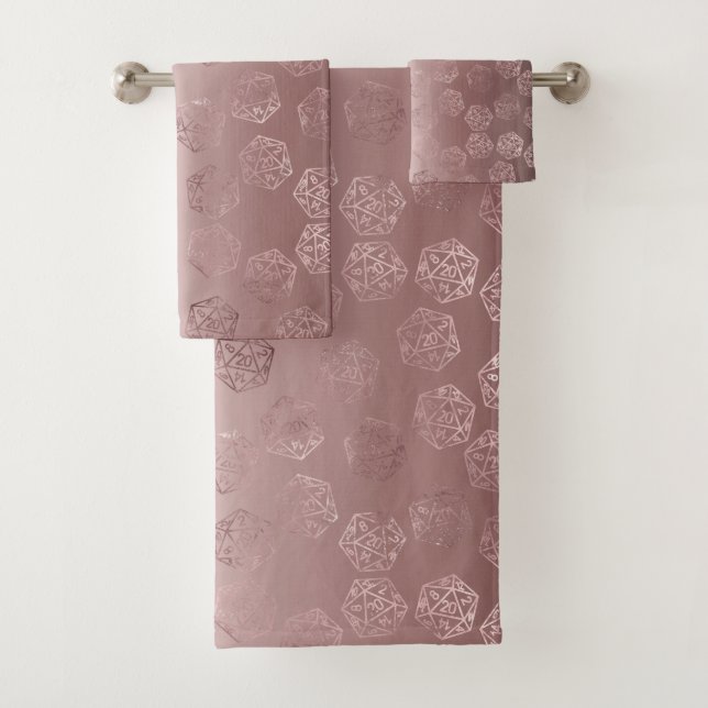 RPG Pattern | Mauve Luxury Sheen Roleplayer Dice Badhandtuch Set (Insitu)