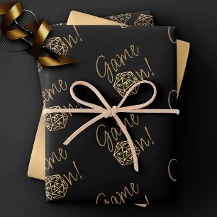 RPG Spiel On   Gold Fantasy Tabletop Retro Gamer Geschenkpapier Set