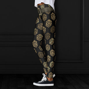 RPG Würfel Gold Fantasy Retro Brettspiel PnP Gam Leggings