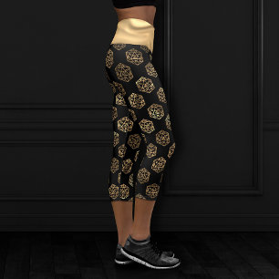 RPG Würfel   Gold Fantasy Retro Tabletop PnP Spiel Capri Leggings