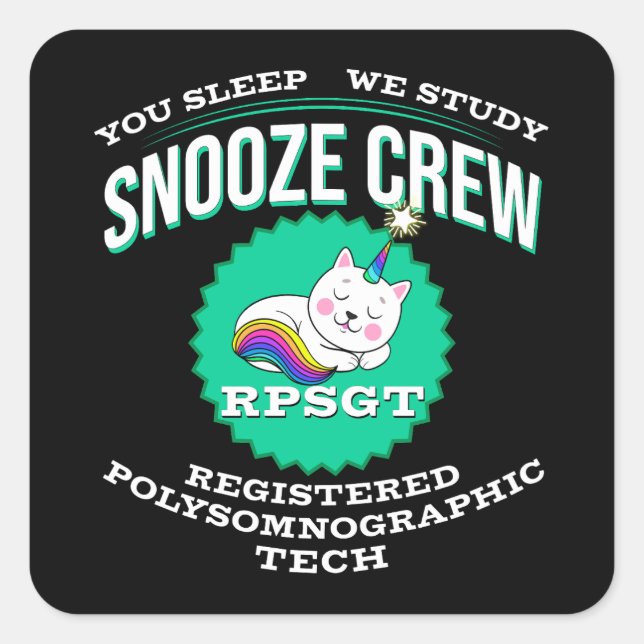 RPSGT Kawaii Unikitty Snooze PolySomnoGraphic Tech Quadratischer Aufkleber (Vorderseite)