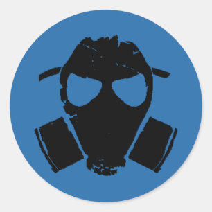 rrc - Gasmaske blau Runder Aufkleber