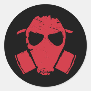 rrc - Gasmaske rot Runder Aufkleber