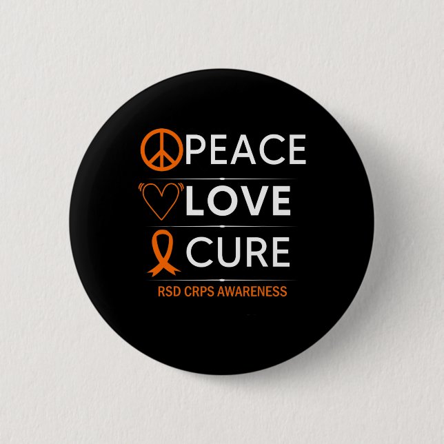 RSD CRPS Awareness Peace Liebe Cure Fighter Orange Button (Vorderseite)