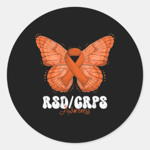 RSD CRPS Monat Orange Ribbon Butterfly Runder Aufkleber