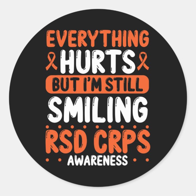 RSD CRPS Warrior Orange Ribbon immer noch lächelnd Runder Aufkleber (Vorderseite)